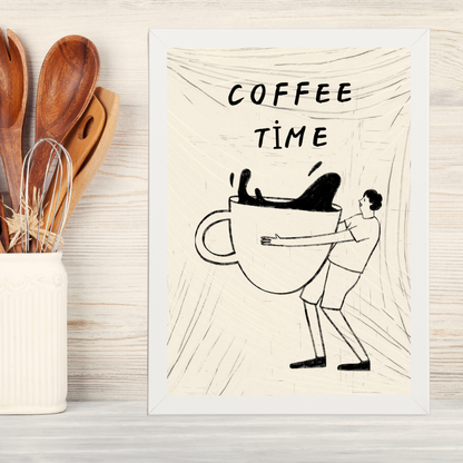 Coffee 3 Ahşap Çerçeve Oda-Mutfak Tablosu