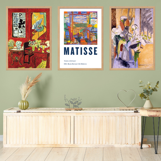 Matisse 3'lü Set Ahşap Çerçeve Oda-Mutfak Tablosu