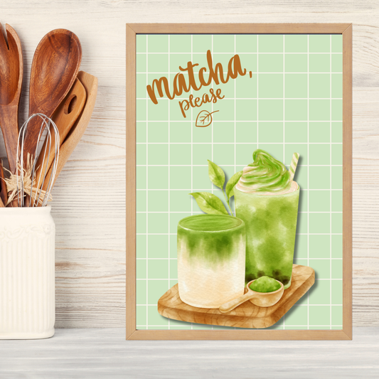 Matcha Ahşap Çerçeve Oda-Mutfak Tablosu