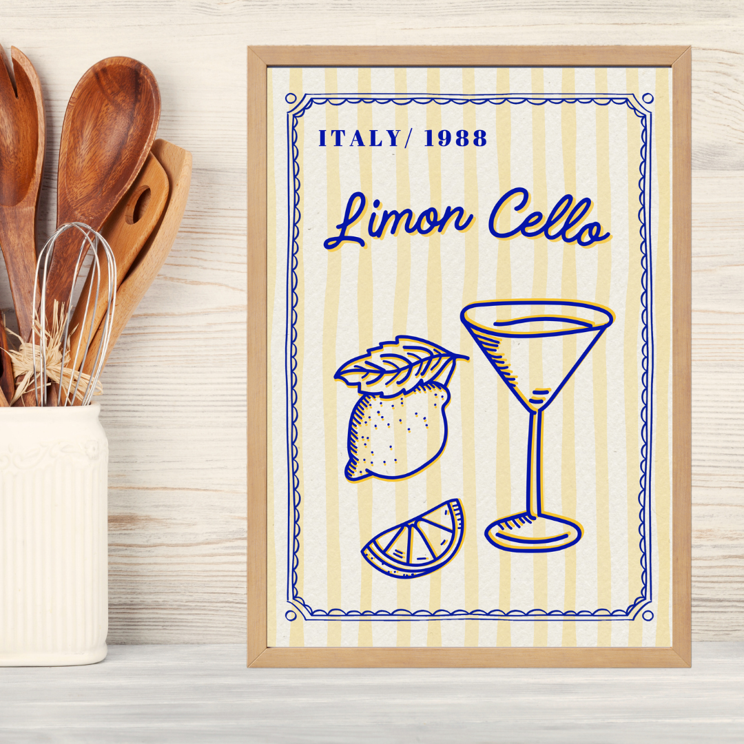 Limon Cello Ahşap Çerçeve Oda-Mutfak Tablosu