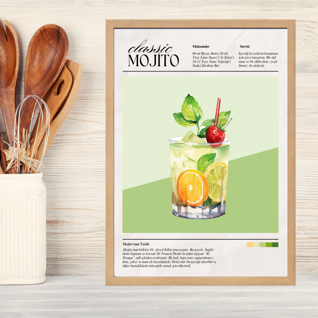 Mojito Ahşap Çerçeve Oda-Mutfak Tablosu