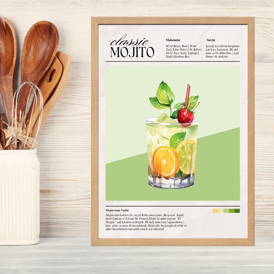 Mojito Ahşap Çerçeve Oda-Mutfak Tablosu
