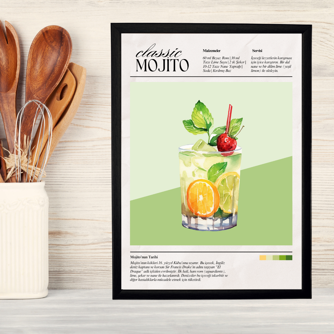 Mojito Ahşap Çerçeve Oda-Mutfak Tablosu