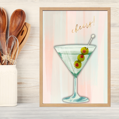 Cheers 2 Ahşap Çerçeve Oda-Mutfak Tablosu