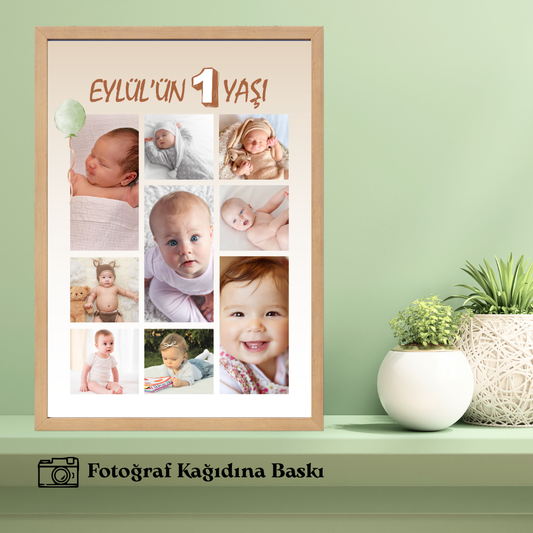 Bebeklerin 1. Yaşına Özel Tekli Anı Tablosu 2 (fotoğraflı)