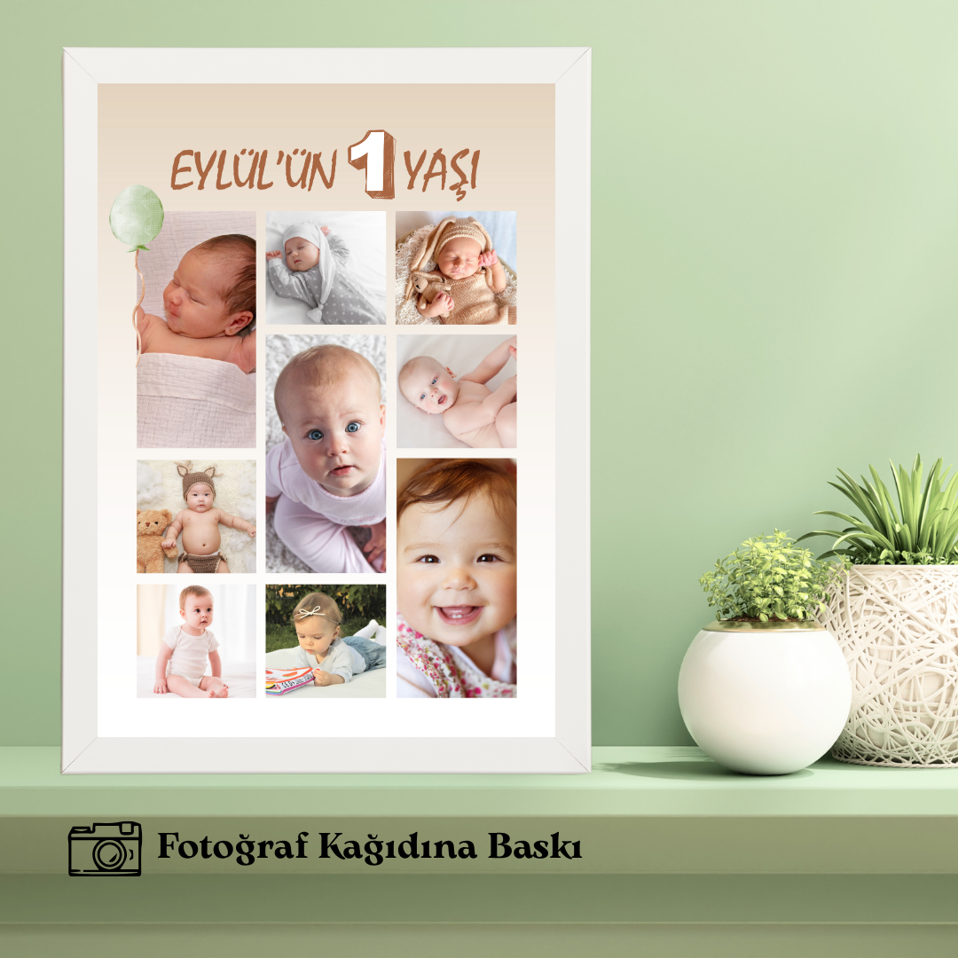 Bebeklerin 1. Yaşına Özel Tekli Anı Tablosu 2 (fotoğraflı)