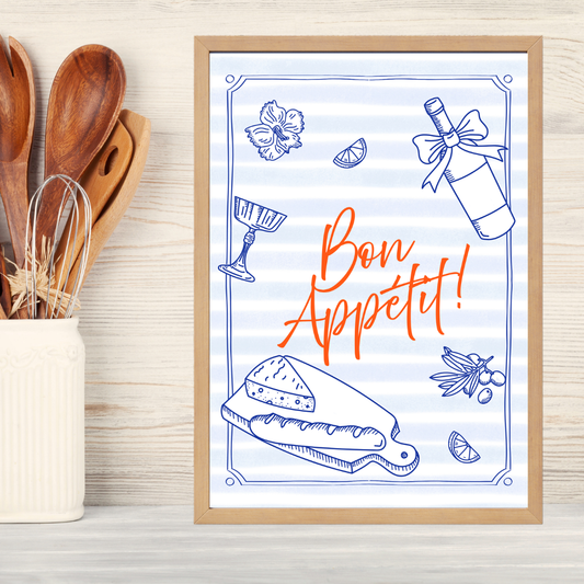 Bon Appetit 2 Ahşap Çerçeve Oda-Mutfak Tablosu