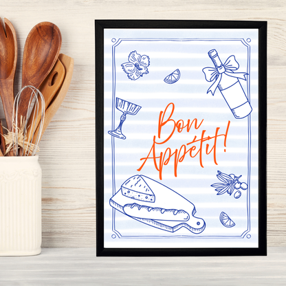 Bon Appetit 2 Ahşap Çerçeve Oda-Mutfak Tablosu
