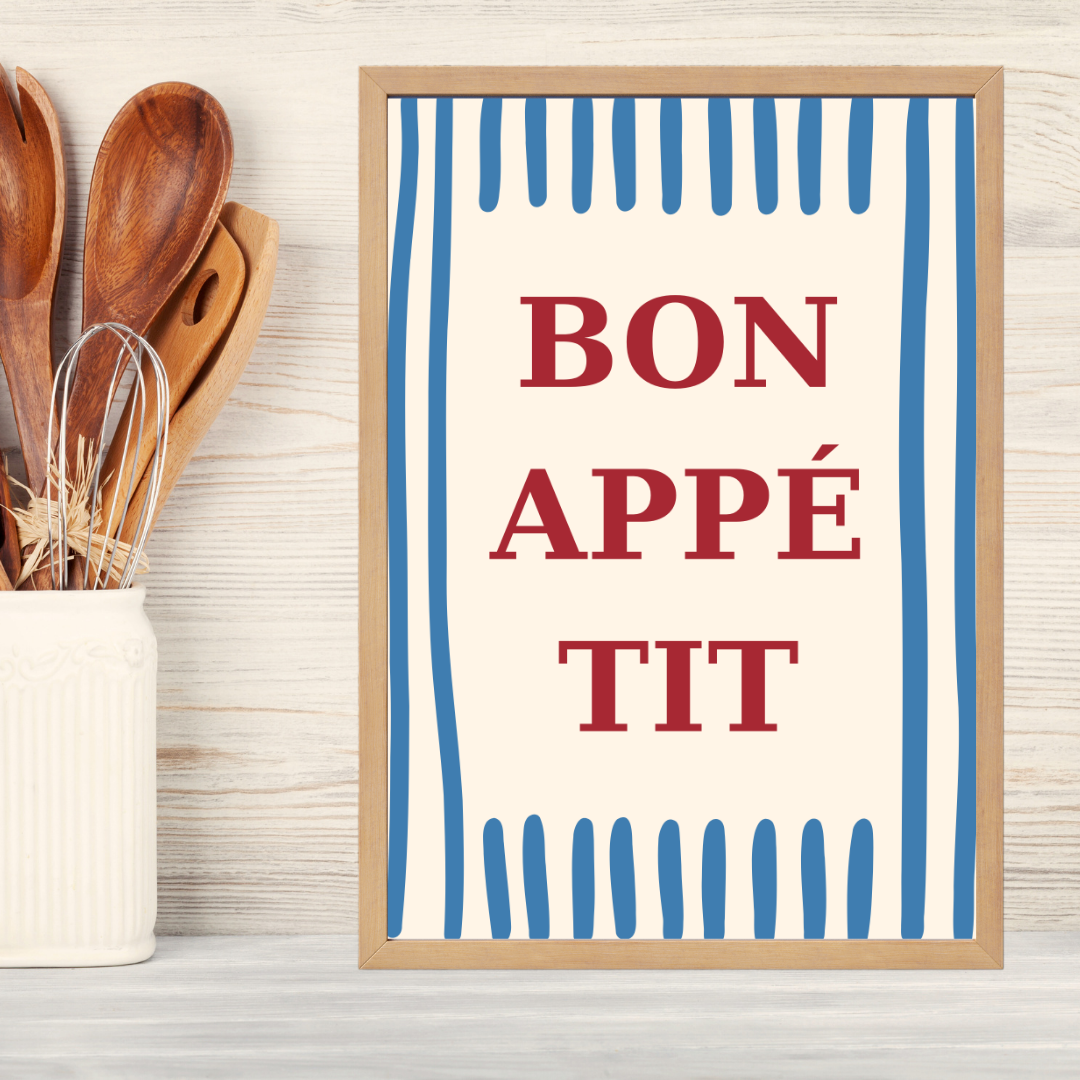Bon Appetit Ahşap Çerçeve Oda-Mutfak Tablosu