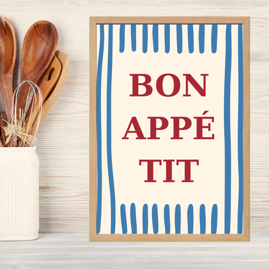 Bon Appetit Ahşap Çerçeve Oda-Mutfak Tablosu