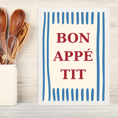 Bon Appetit Ahşap Çerçeve Oda-Mutfak Tablosu