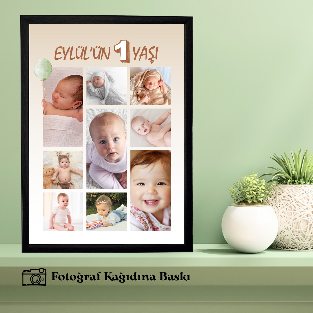 Bebeklerin 1. Yaşına Özel Tekli Anı Tablosu 2 (fotoğraflı)
