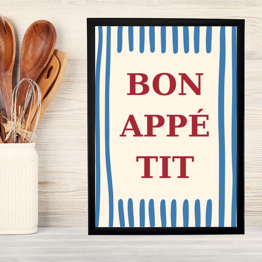 Bon Appetit Ahşap Çerçeve Oda-Mutfak Tablosu