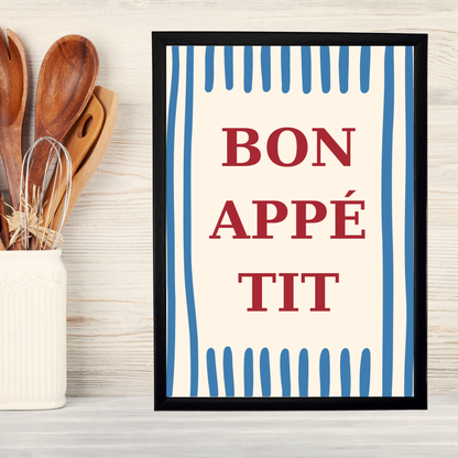 Bon Appetit Ahşap Çerçeve Oda-Mutfak Tablosu