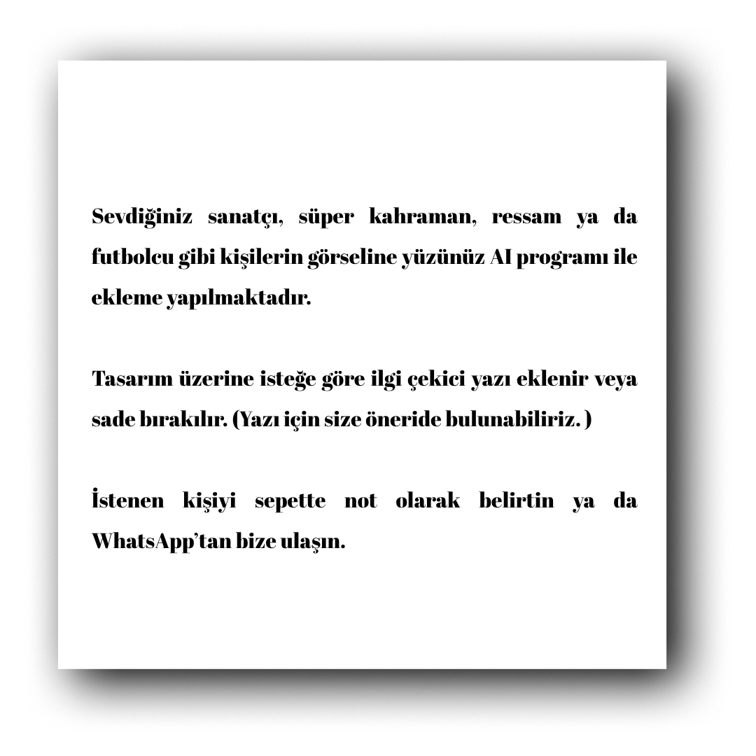 (İlginç Yazılı) İstediğinle Yüz Değiştirme Temalı Ahşap Tablo